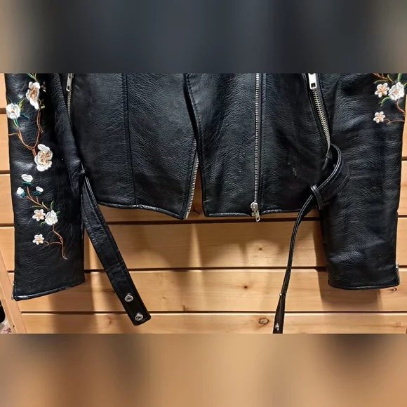 Romeo + Juliet Black Faux Leather Moto Jacket Size L - Picture 5 of 7